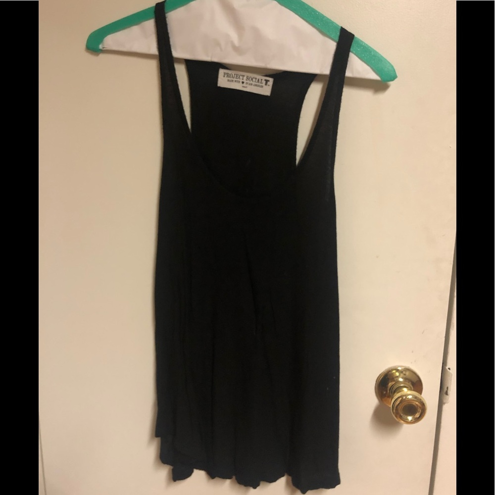 Project social T, black flowy tank, size small